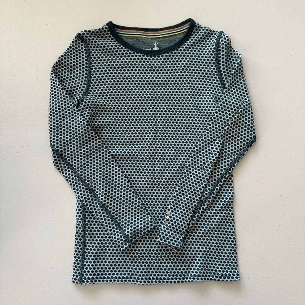 Smartwool Kids Base Layer Crew Small Merino 250‎ Top Blue Dot Thermal Midweight